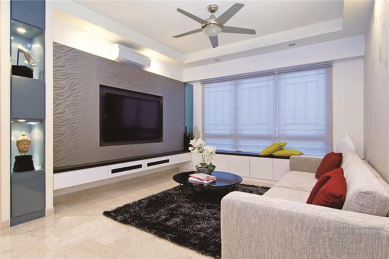 gothic-black-fur-rug-with-white-living-room-theater-plus-recessed-lighting-also-flush-mounted-ceiling-fan.jpg