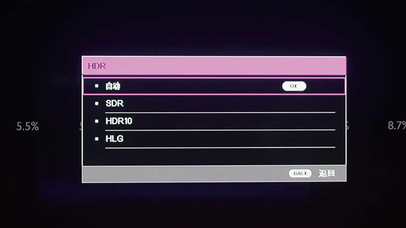 关于HDR方面的选择同样也是十分丰富，首先在支持的HDR规格方面就有HDR10与HLG两种