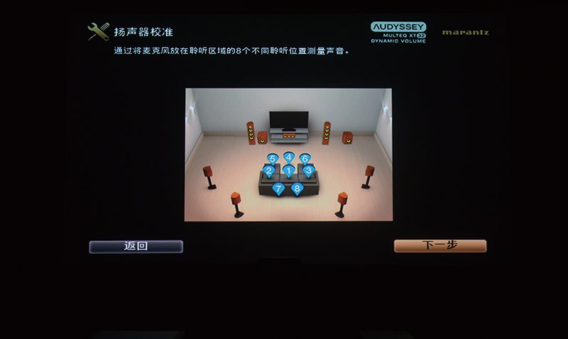 Audyssey MultEQ XT32自动声场校准,需要用家在聆听区域内以8个参考测试点进行数据采集,并且要求测试麦克风的高度与人耳齐平 Audyssey MultEQ XT32自动声场校准,需要用家在聆听区域内以8个参考测试点进行数据采集,并且要求测试麦克风的高度与人耳齐平