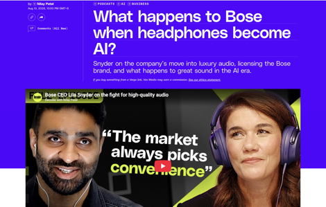 ��Bose�չ��������ᡰ��Bose����Bose-ify������ʱ��21���£�Bose CEO�׶Ȼ�Ӧ��McIntosh���չ�